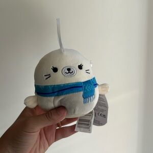 Lucille Squishmallows Seal Plush with Scarf Ornament